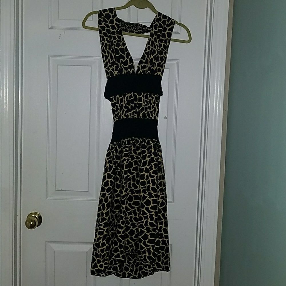 Fashque animal print halter open back dressSz One Size Fits All